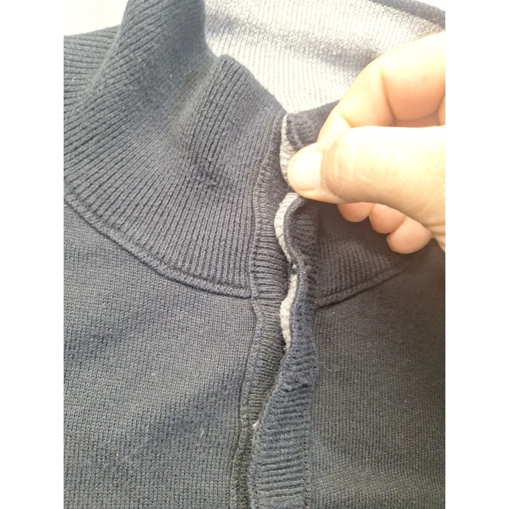 Carbon 2 Cobalt Sweater Mens XL Black Cotton Cashmere 1/4 Button Casual Preppy - Picture 6 of 10